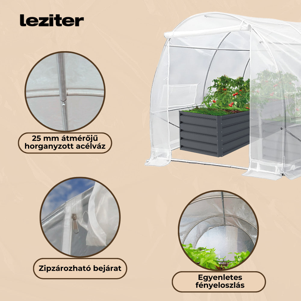 Fóliasátor 200x200x300 cm erősített vázzal+fólia átlátszó
