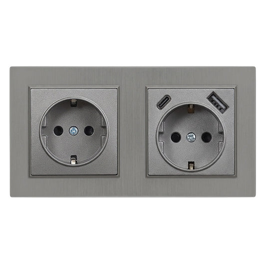 Nova földelt csatlakozóaljzat dugalj 16A 250V USB csatlakozóval szürke kerettel