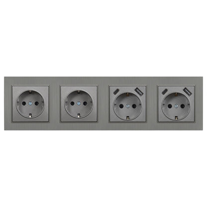 Nova IV kettő földelt csatlakozóaljzat dugalj kettő USB csatlakozóval szürke kerettel