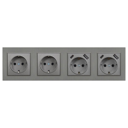Nova IV kettő földelt csatlakozóaljzat dugalj kettő USB csatlakozóval szürke kerettel
