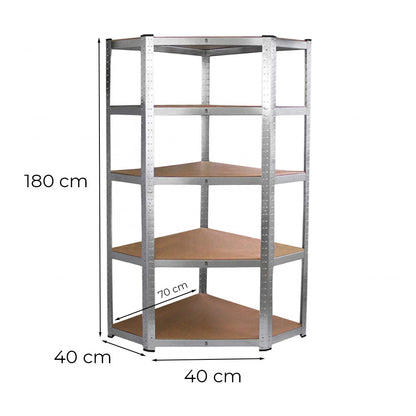 Nagy teherbírású sarokpolc 180x70x40-40 cm 175 kg króm