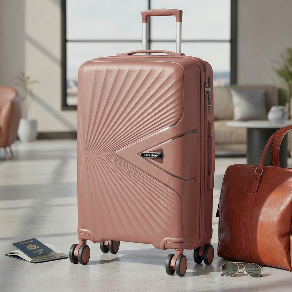 TraveLux Endure II gurulós bőrönd szett barackrózsaszín