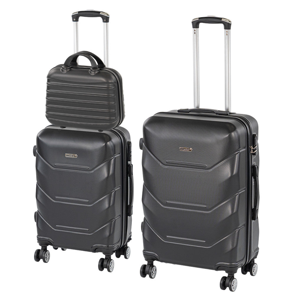 TraveLux Max VIII gurulós bőrönd szett fekete