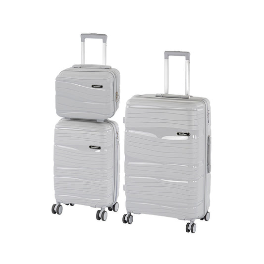 TraveLux Voyager IX gurulós bőrönd szett szürke