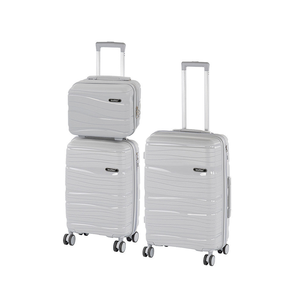 TraveLux Voyager VIII gurulós bőrönd szett szürke