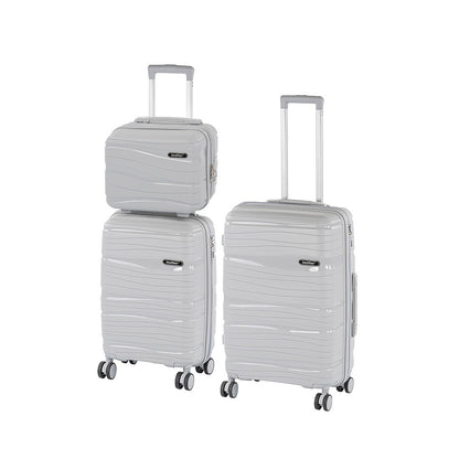 TraveLux Voyager VIII gurulós bőrönd szett szürke