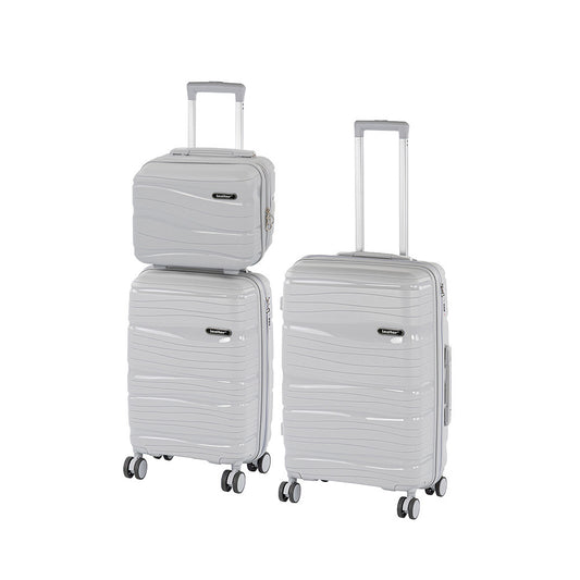 TraveLux Voyager VIII gurulós bőrönd szett szürke