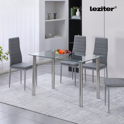 Berna 140 cm szögletes üveg étkezőasztal transparent