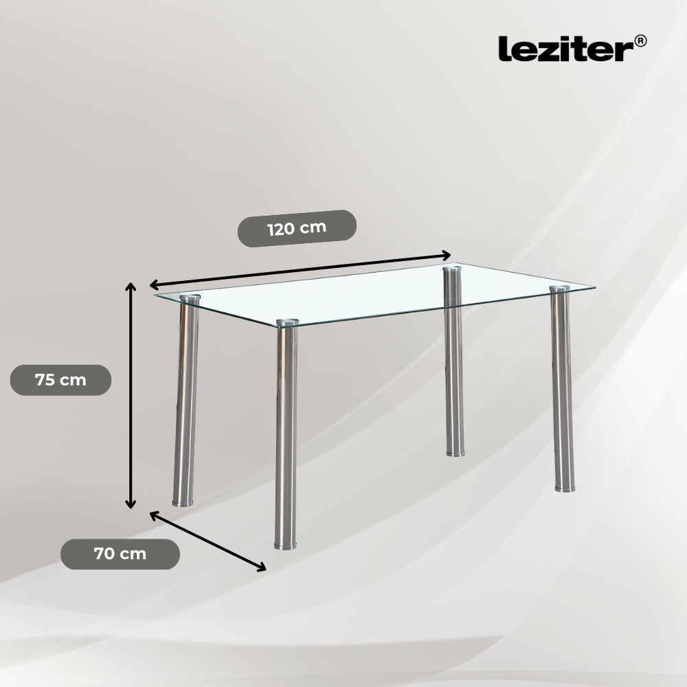 Berna 140 cm szögletes üveg étkezőasztal transparent