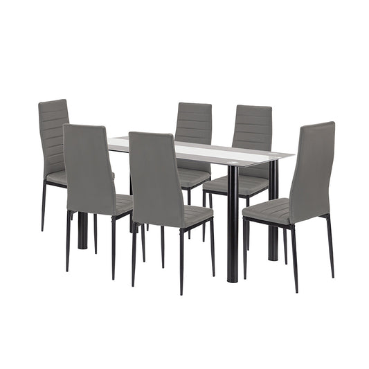 Denton 6+1 étkező garnitúra szürke-fekete