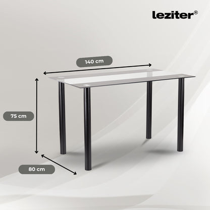 Riona 120 cm szögletes üveg étkezőasztal fekete