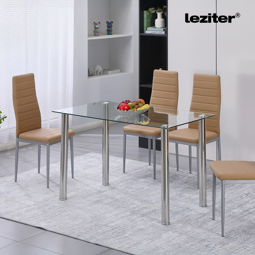 Berna 140 cm szögletes üveg étkezőasztal transparent