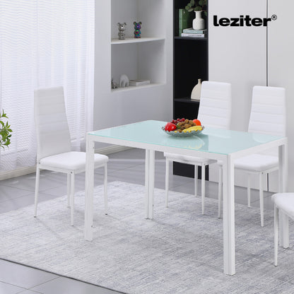 Ezra 120 cm szögletes üveg étkezőasztal fehér
