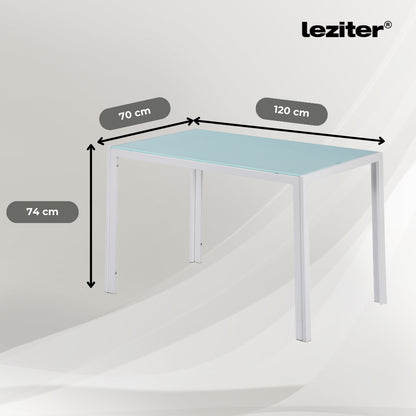 Ezra 120 cm szögletes üveg étkezőasztal fehér