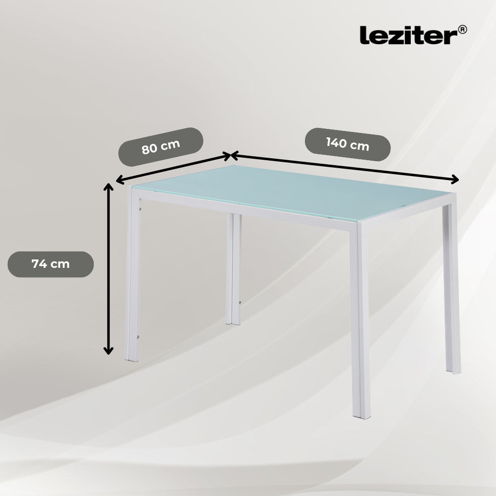 Ezra 140 cm szögletes üveg étkezőasztal fehér