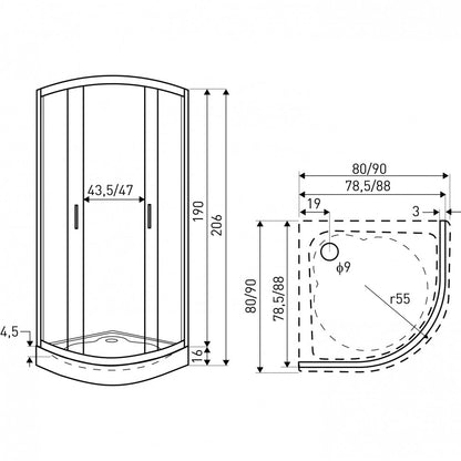 Madera 8x8x19 íves zuhanykabin tálca nélkül_1