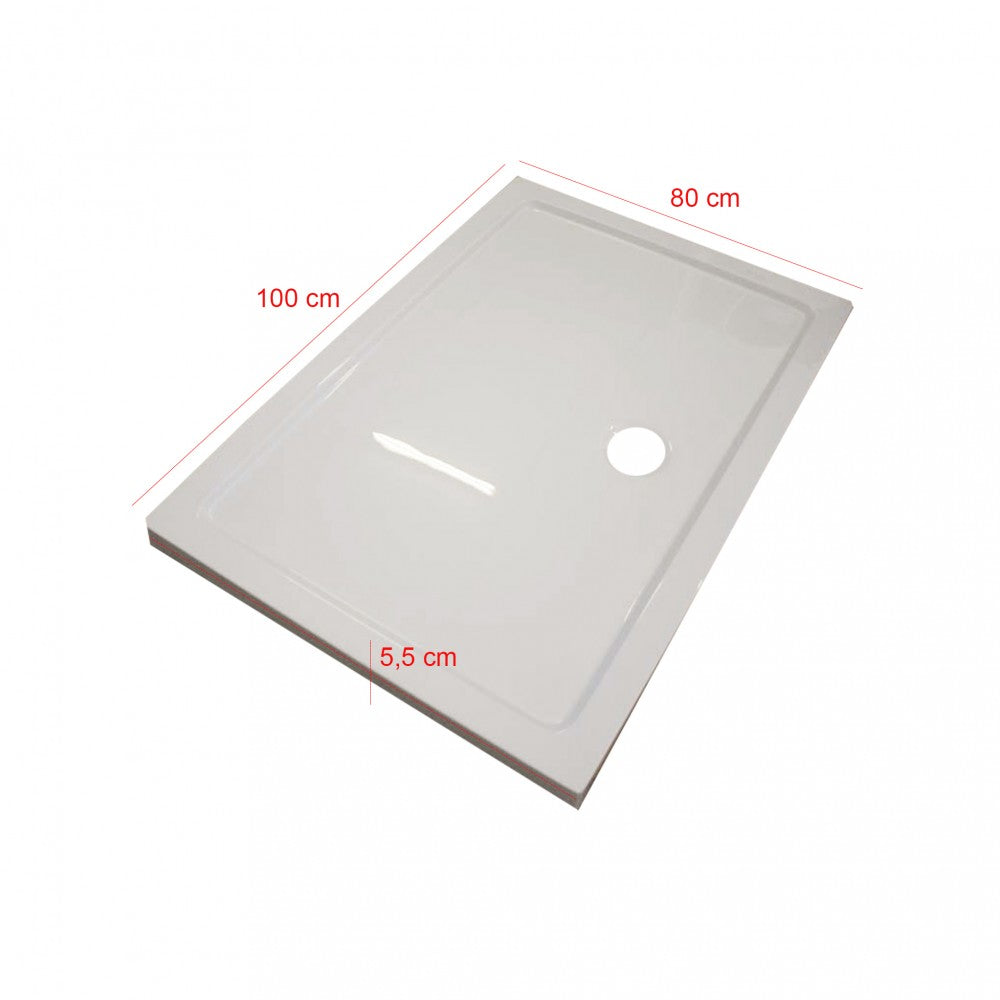 Modena Slim aszimmetrikus szögletes akril zuhanytálca, 8x1x5,5 cm-es méretben_1