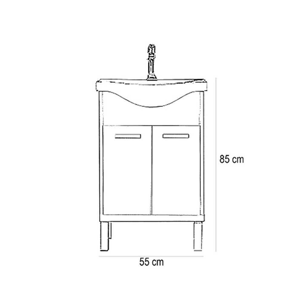 Nerva 55 cm-es bútorhoz alsószekrény mosdóval fehér