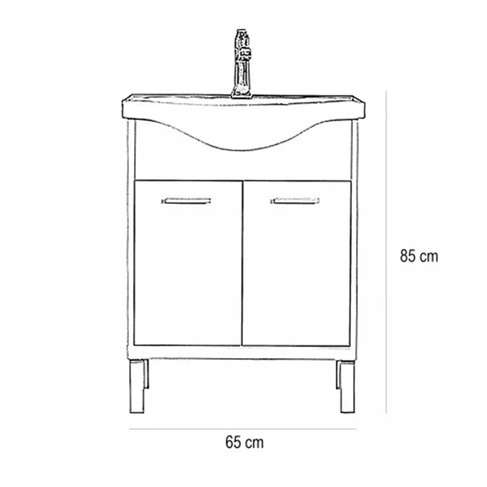 Nerva 65 cm-es bútorhoz alsószekrény mosdóval fehér