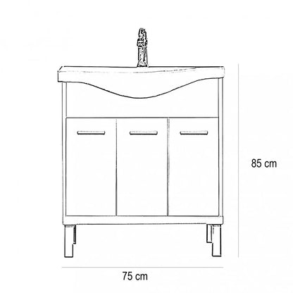 Nerva 75 cm-es bútorhoz alsószekrény mosdóval fehér