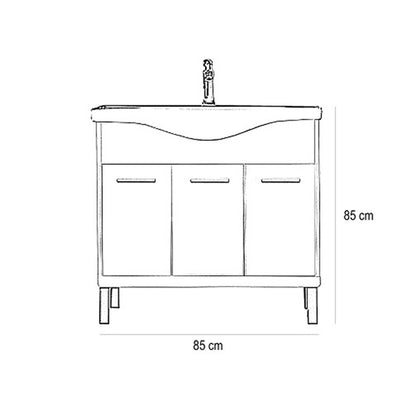 Nerva 85 cm-es bútorhoz alsószekrény mosdóval fehér