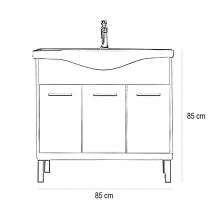 Nerva 85 cm-es bútorhoz alsószekrény, mosdóval, Rauna szil