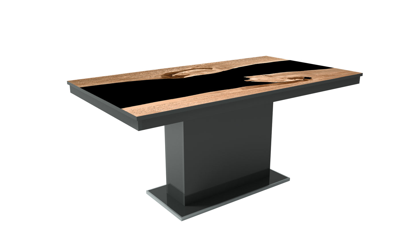 MAGASFÉNYŰ FLORA PLUSZ asztal (160 cm) Epoxy asztallappal