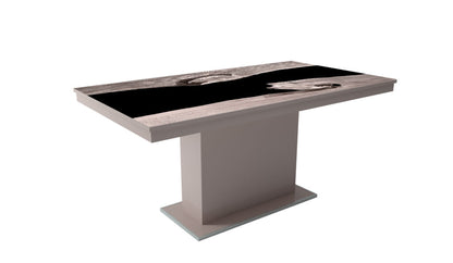 MAGASFÉNYŰ FLORA PLUSZ asztal (160 cm) Epoxy asztallappal