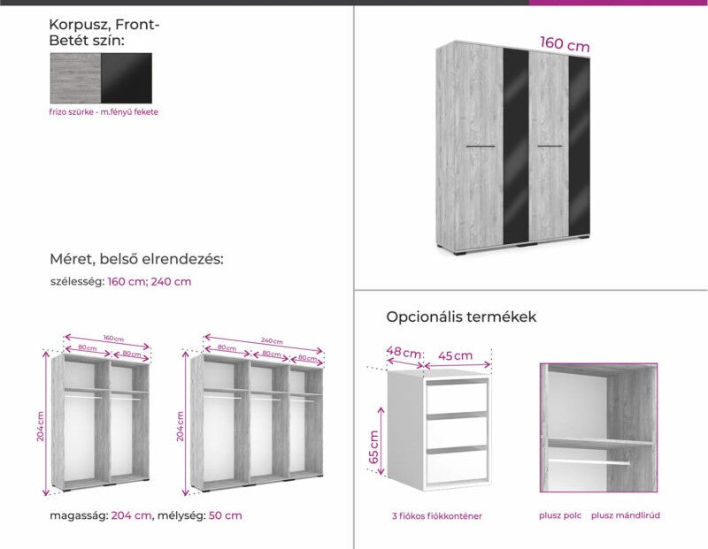 Merlin gardrób 160 cm