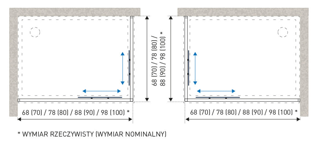 Olga SQ Element 80 zuhanyajtó fekete