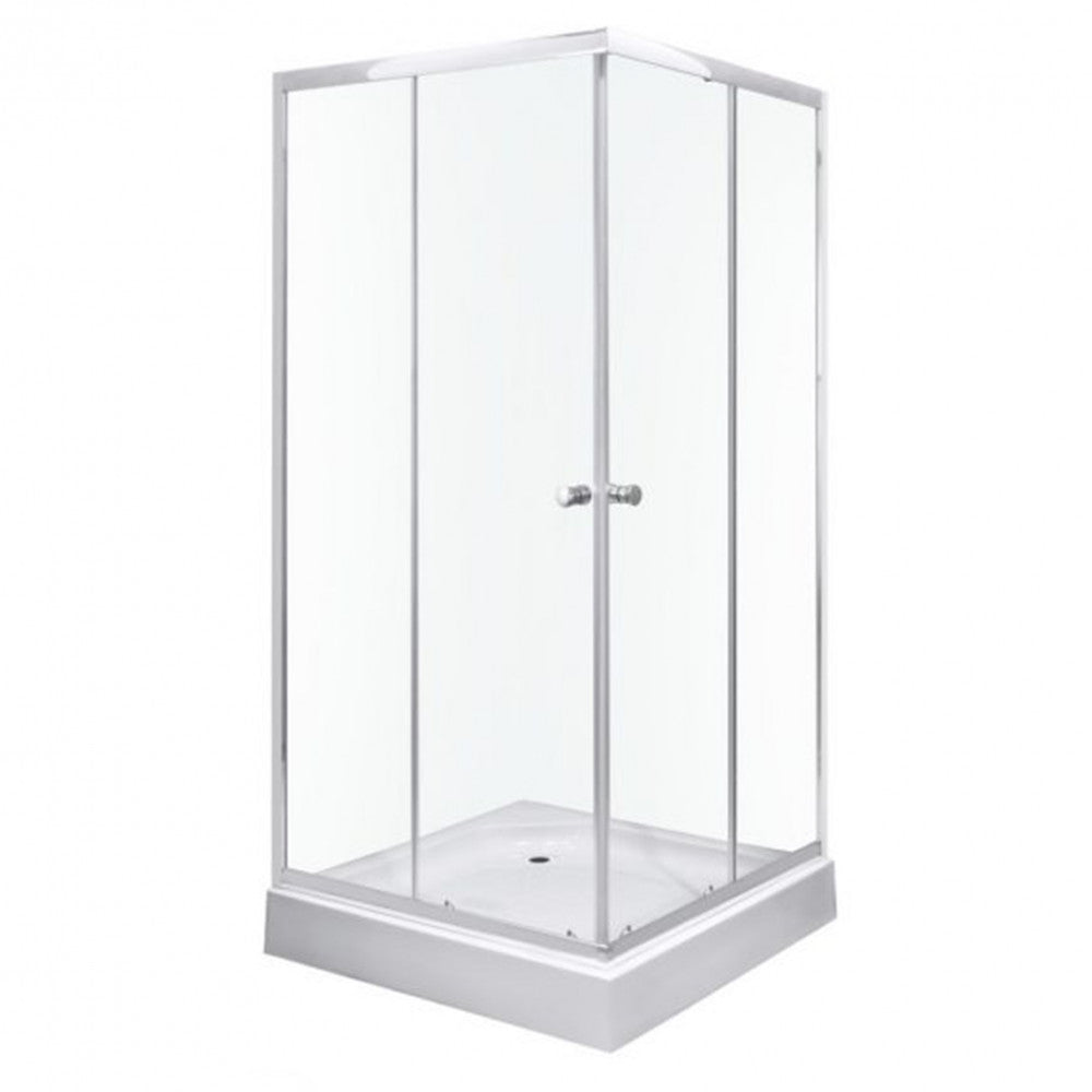 Olga SQ szögletes zuhanykabin tálcával 80x80x196cm - króm profil, víztiszta üveg