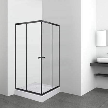 Olga SQ black szögletes zuhanykabin tálcával 91x91x196cm - fekete profil, víztiszta üveg