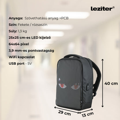 Pixo ledes okos hátizsák fekete