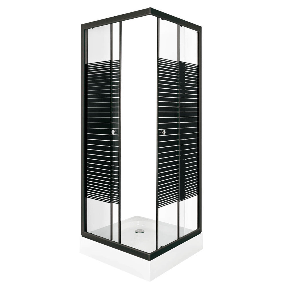 PICO Black stripe 8 szögletes zuhanykabin zuhanytálcával