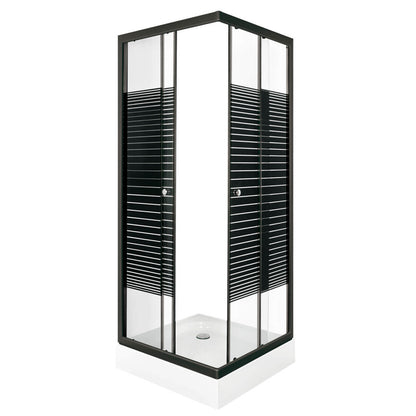 PICO Black stripe 8 szögletes zuhanykabin zuhanytálcával