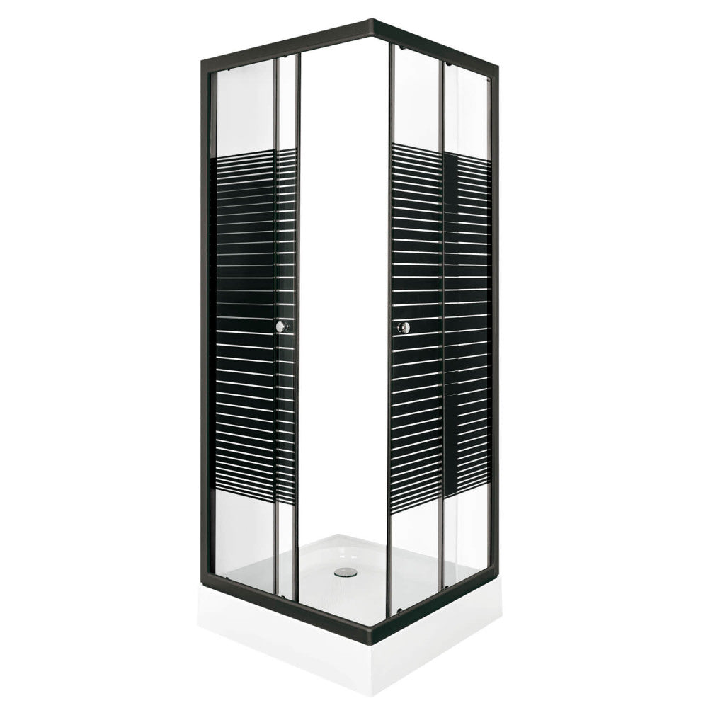 PICO Black stripe 9 szögletes zuhanykabin zuhanytálcával