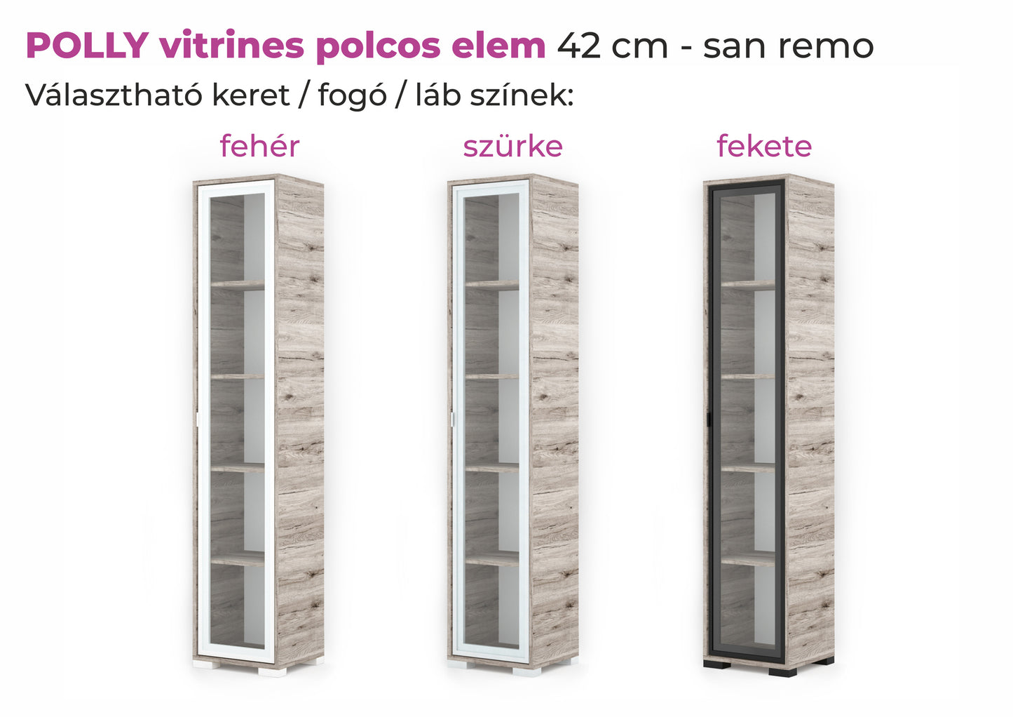 Polly vitrines polcos elem 42 cm