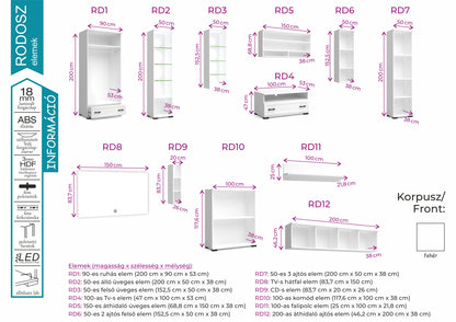 Rodosz szekrénysor 340cm és 390cm-es méretben