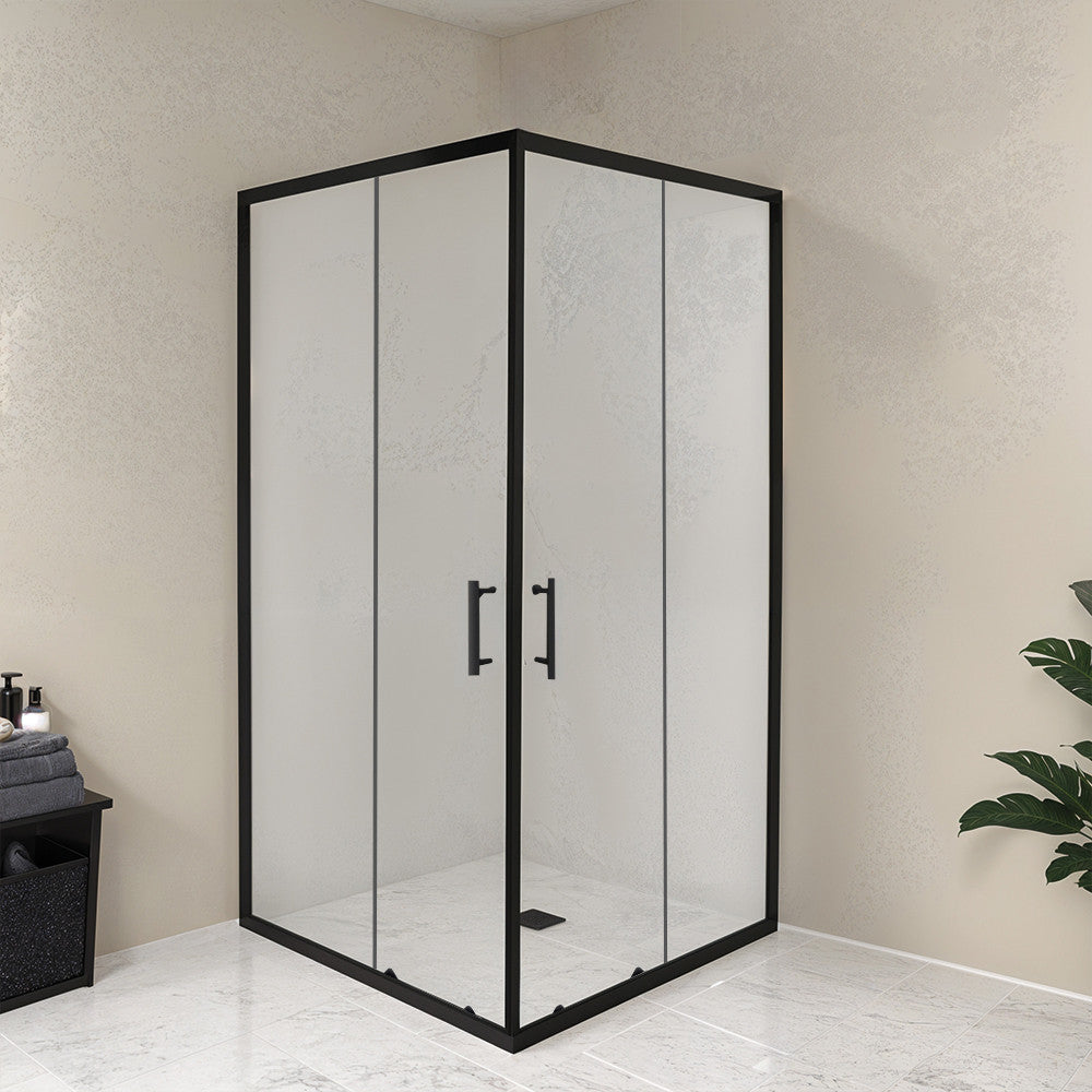 Spirit Clear 80x80 cm szögletes zuhanykabin, zuhanytálca nélkül fekete