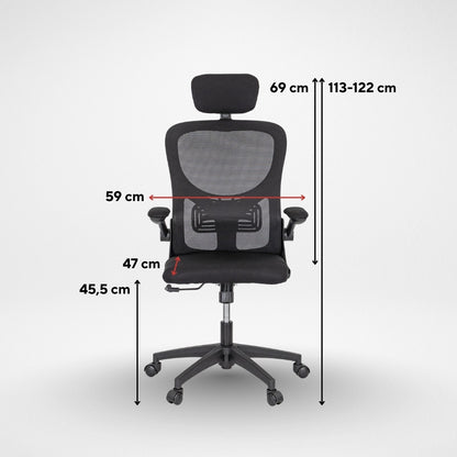 Flexo ergonomikus irodai forgószék deréktámasszal fekete