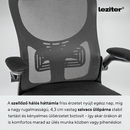 Flexo ergonomikus irodai forgószék deréktámasszal fekete