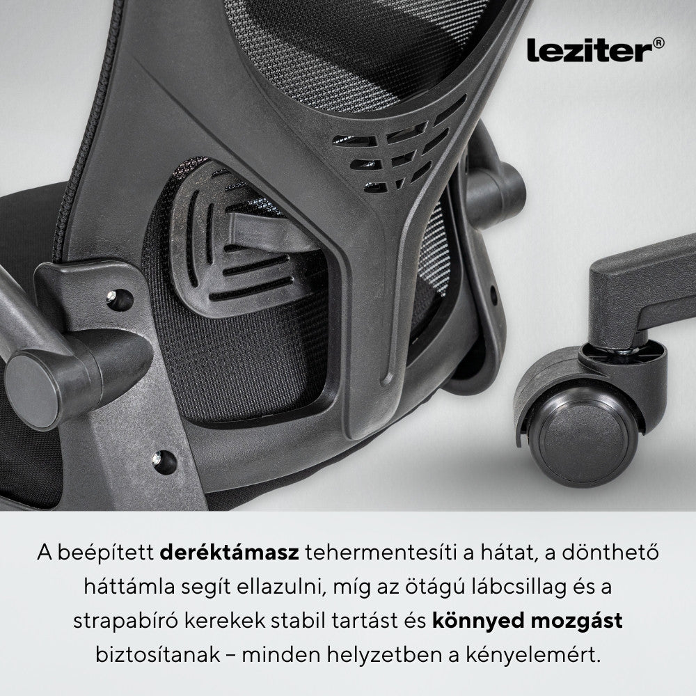 Flexo ergonomikus irodai forgószék deréktámasszal fekete