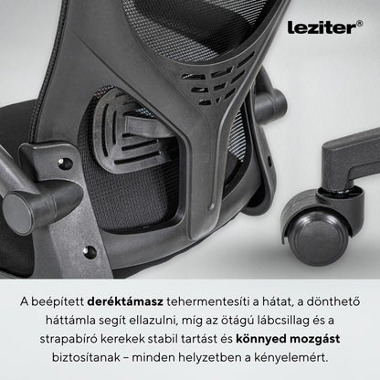Flexo ergonomikus irodai forgószék deréktámasszal fekete