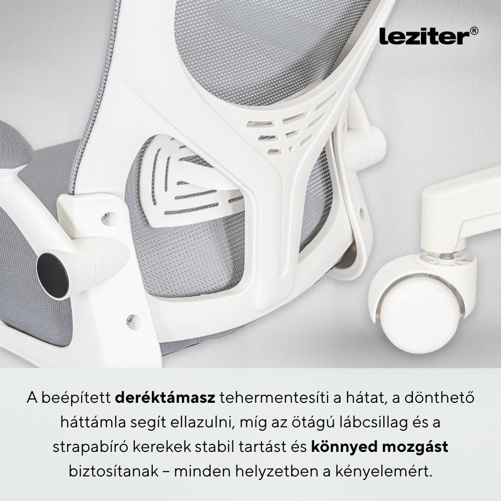 Flexo ergonomikus irodai forgószék deréktámasszal fehér