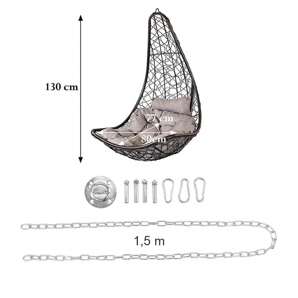 Natal Easy kerti függőfotel barna rögzítő készlettel