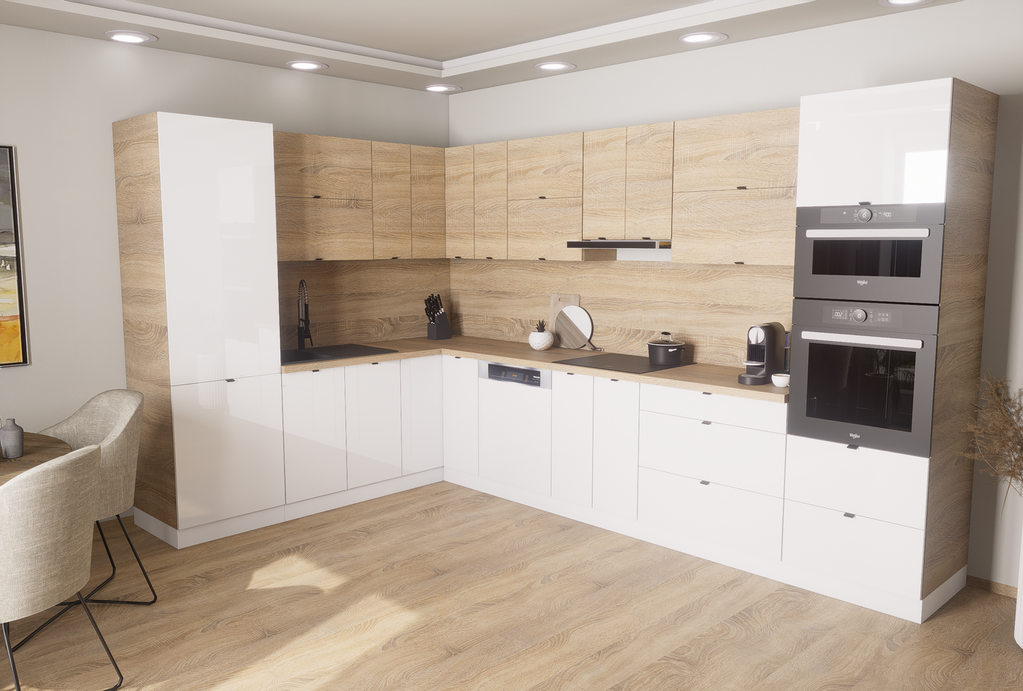 Milánó 230x350cm konyhablokk ( munkalappal ) 215cm magas