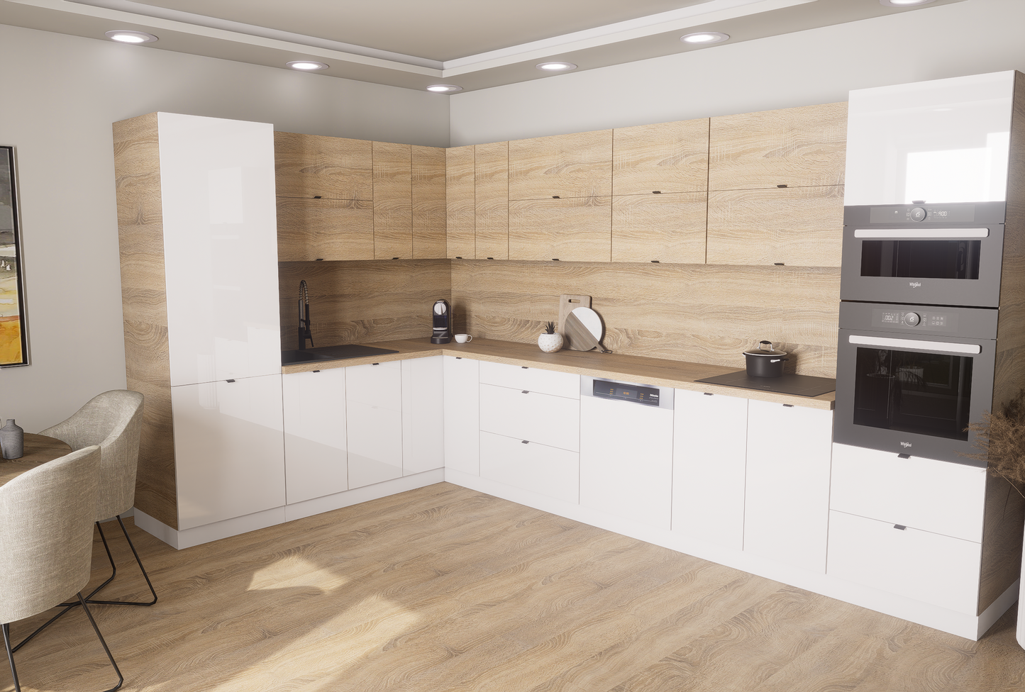 Milánó 230x370cm konyhablokk ( munkalappal ) 215cm magas