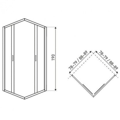 TIARASQUARE8 szögletes zuhanykabin tálca nélkül 8x8x19_2