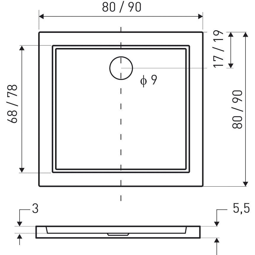 Tomar 9x9 cm szögletes zuhanykabin SLIM zuhanytálcával_4
