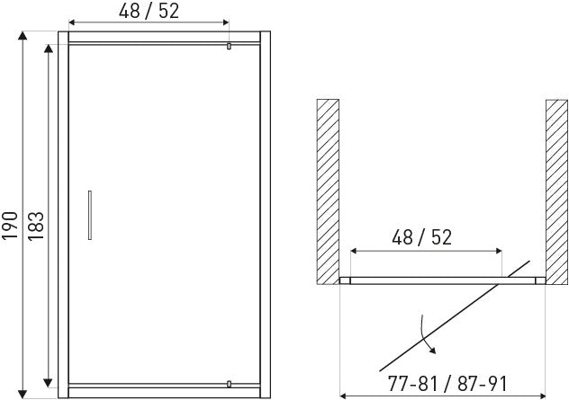 Tomar DR 8 nyíló zuhanyajtó 8x19 grafit matt csíkos üveggel_1